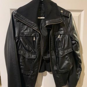 J2 Black Faux Leather Motorcycle Jacket Cropped